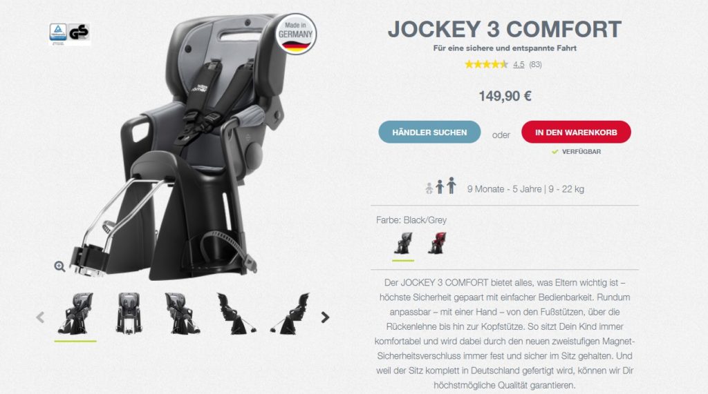 Beschreibung Kindersitz Jockey 3 Comfort